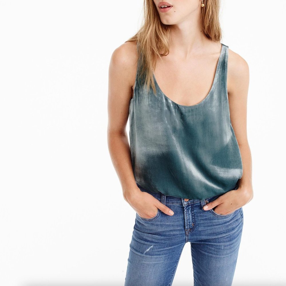 J Crew Velvet Tank Top Light Blue NWT 00
